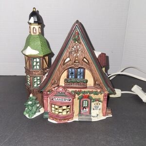 Christmas Village Lighted Bakery Building Working